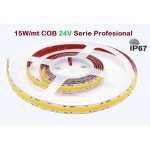 Tira LED Flexible 24V 15W/mt COB IP67 Blanco Frío, Serie Profesional, rollo 5 mts Tira LED Flexible 24V 15W/mt COB IP67 Blanco Frío, Serie Profesional, rollo 5 mts